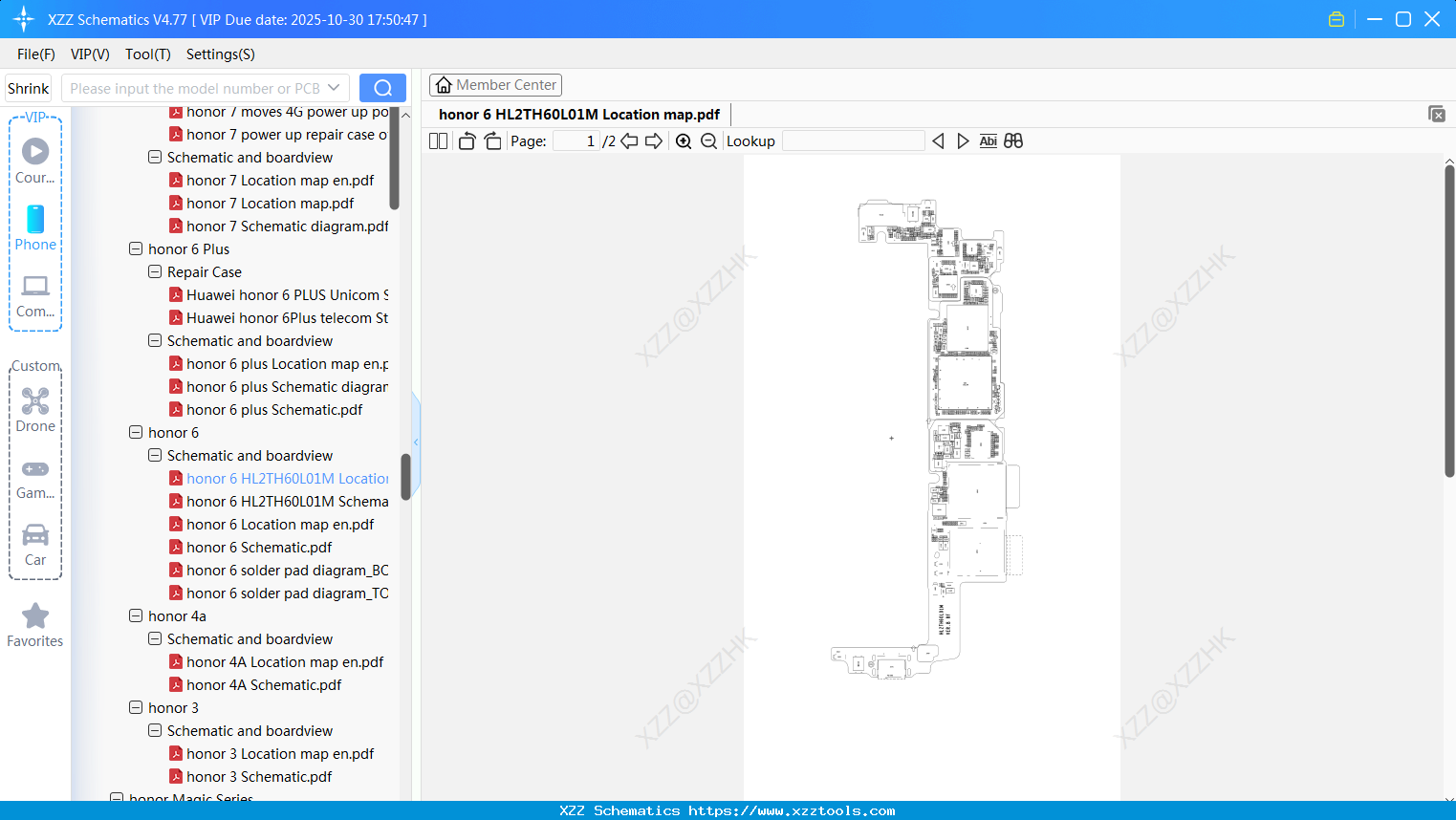 Honor 6 HL2TH60L01M Location Map